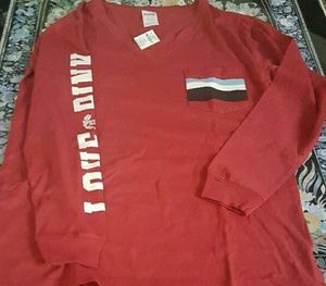 PRICE IS FIRM* PINK LS POCKET CAMPUS TSHIRT